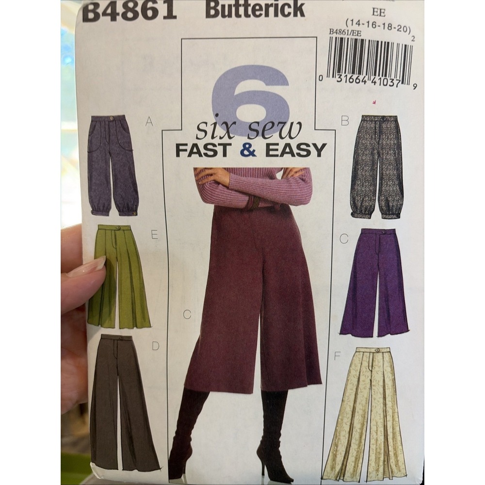 Butterick 4861 Misses Gaucho Pants Culottes Sewing Pattern B4861 Size 14-20